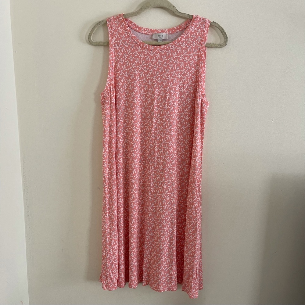 LOFT Pink Floral Dress Size M